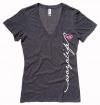 WAYALIFE Women's V-Neck Tee, Dark Grey Heather